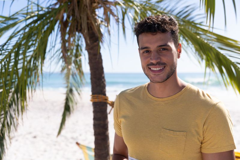 Caucasian man enjoying time at the beach
