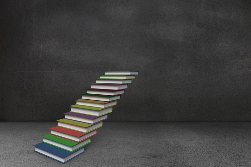 Steps made from books in room