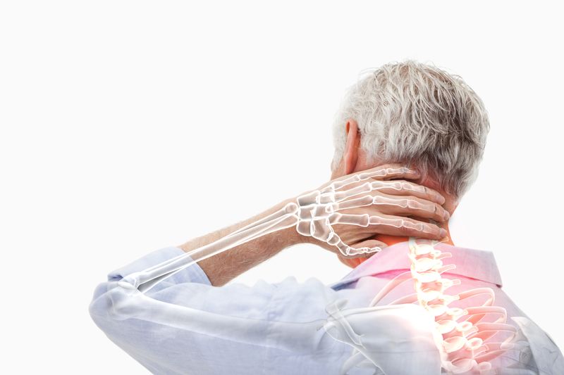 Highlighted spine pain of man