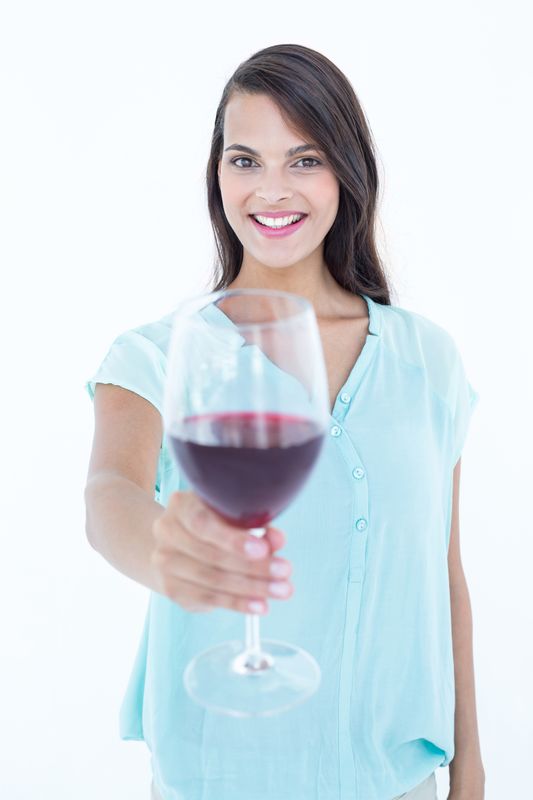 Pretty woman with red wine glass