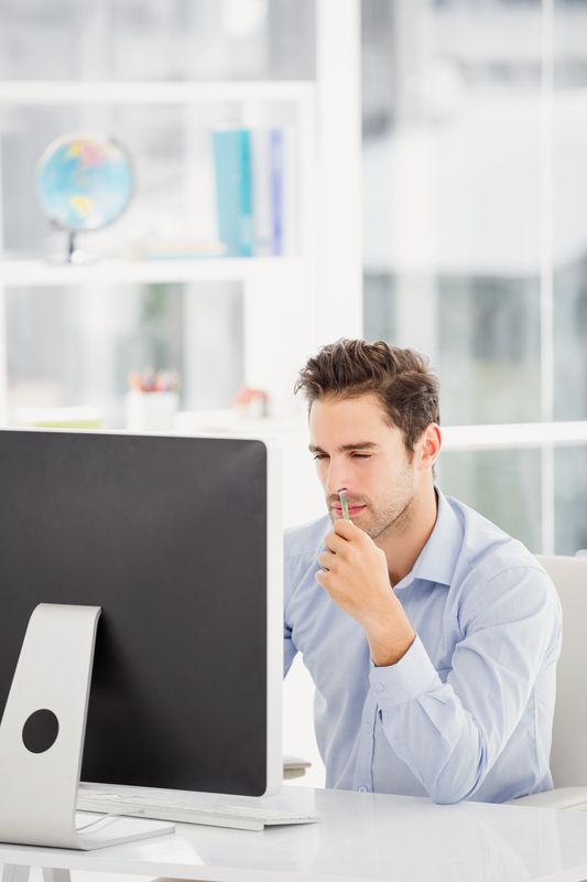 Businessman working on computer