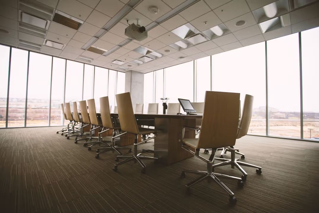 Image of a conference room with many windows - A selection of great images for virtual Zoom backgrounds from the PikWizard team - Image