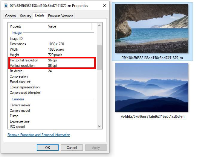 DPI of image showen in detials panel - Why do you need to understand the conversion of inches to pixels when resizing images, and what free online tools can help with it - Image