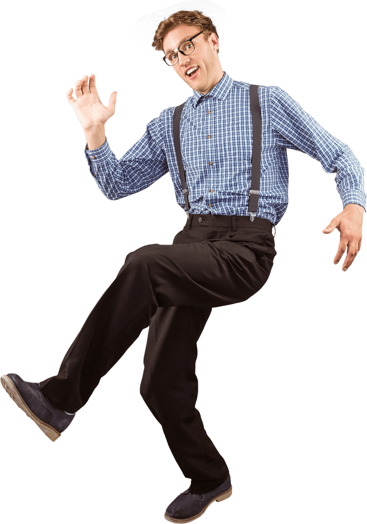 Transparent Geeky Hipster Walking Whimsically