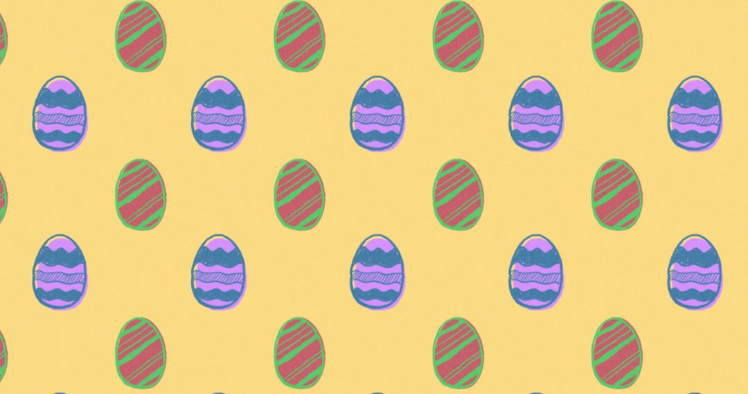 Colorful Easter Eggs Pattern on Yellow Background
