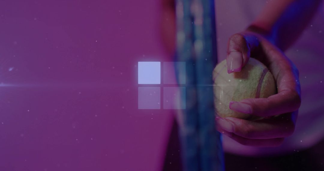 Athlete Preparing for Serve with Tennis Ball in Hand, Neon Vibes