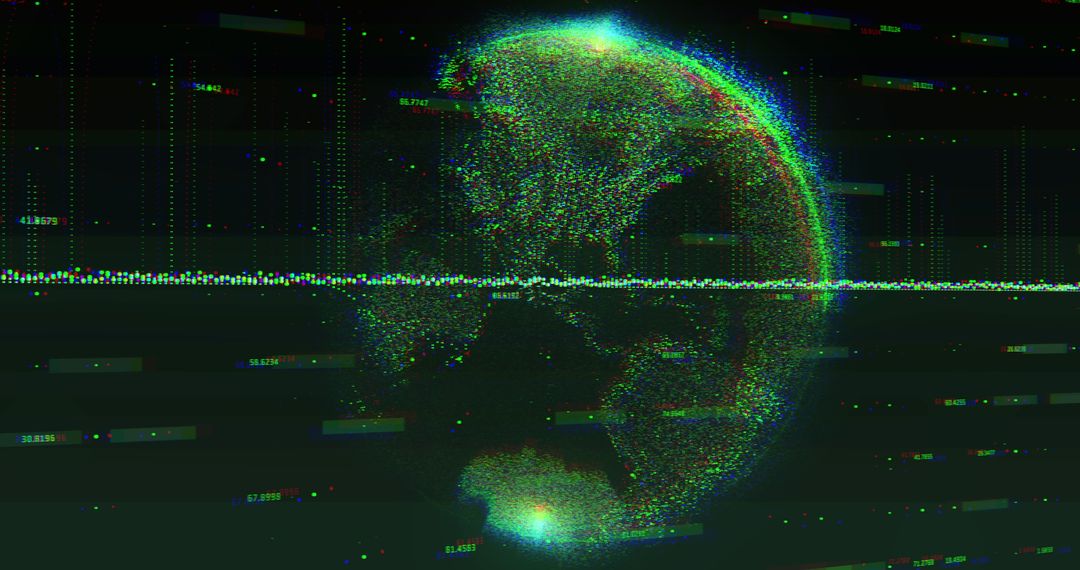 Digital Globe with Data Visualization on Dark Background