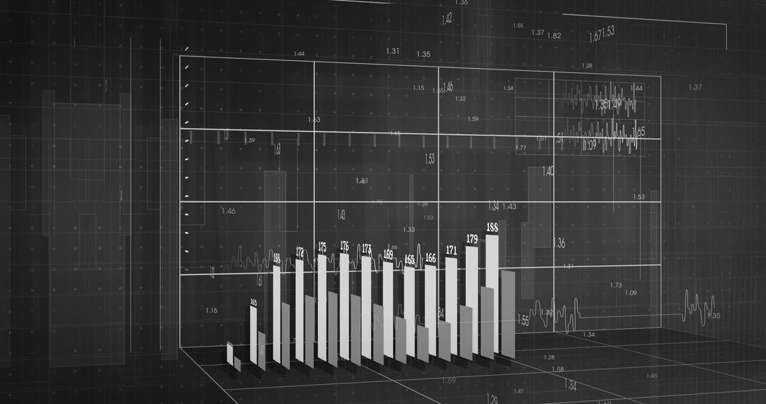 Abstract Financial Data and Analytics Visualization on Black Background