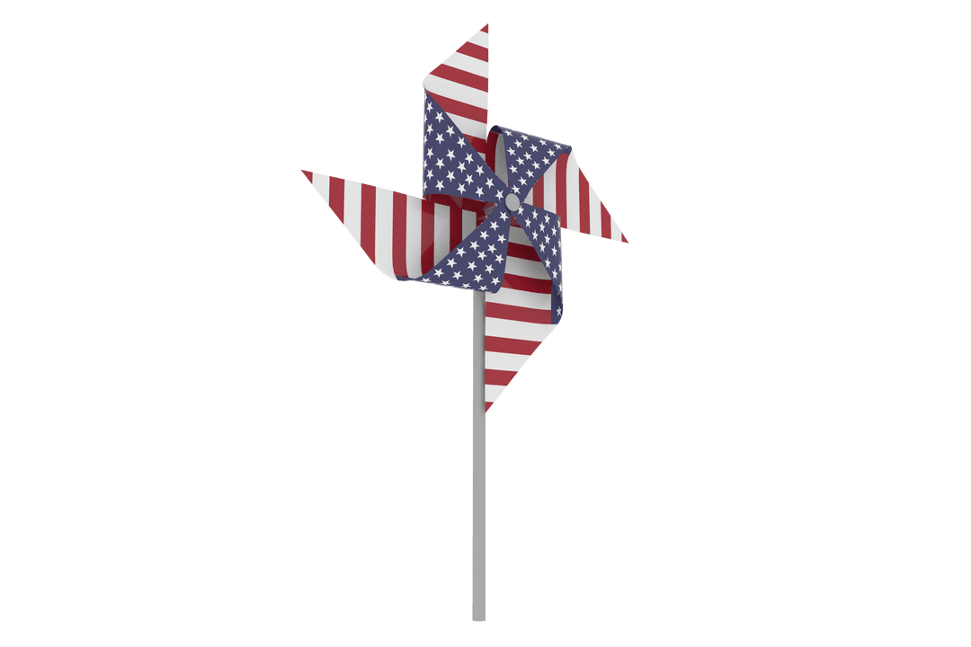 Transparent USA Flag Windmill Illustration on Clear Background