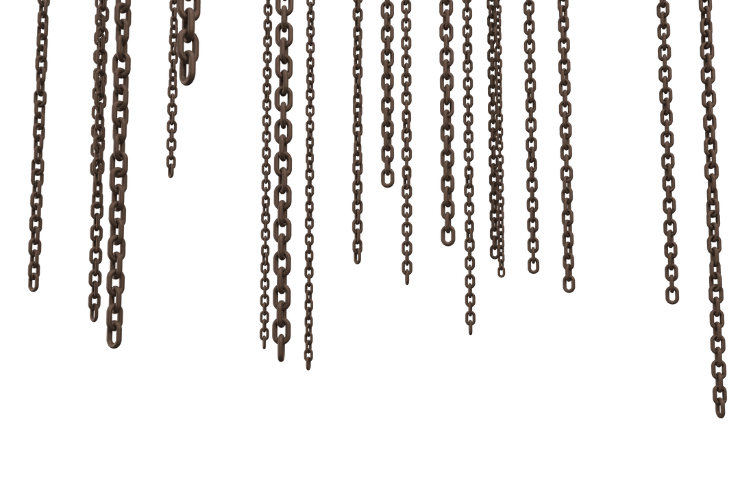 Hanging Rusty Chains on Transparent Background
