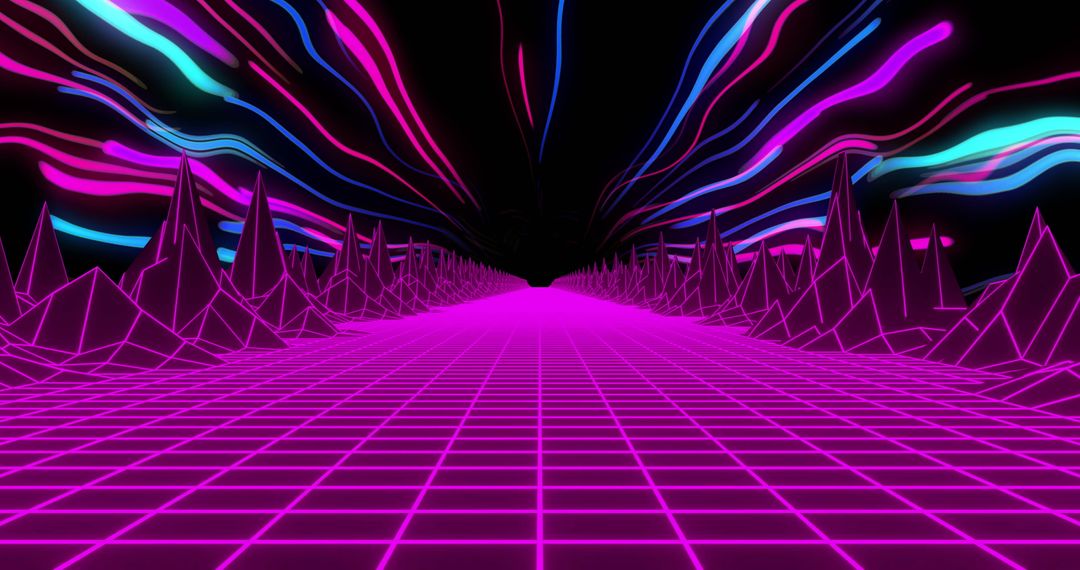 Futuristic Neon Grid in Hyperspace Universe