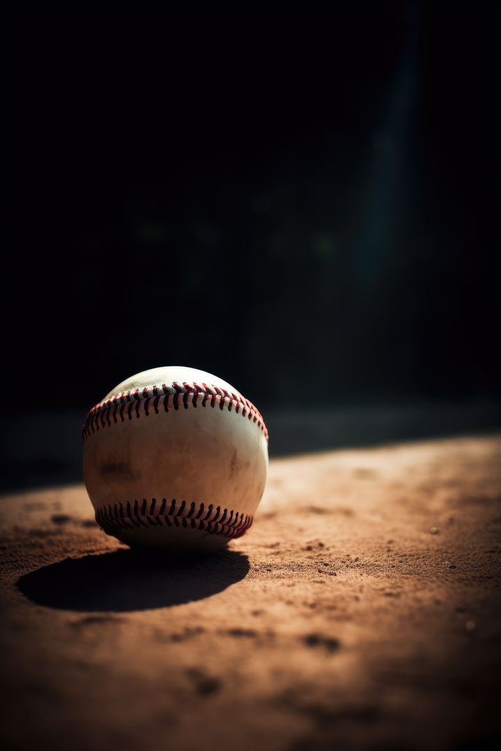 Baseball Lying on Clay field in Dramatic Lighting - Free Images, Stock Photos and Pictures on Pikwizard.com