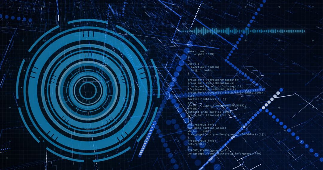 Futuristic Data Interface with Blue Circular Scanner