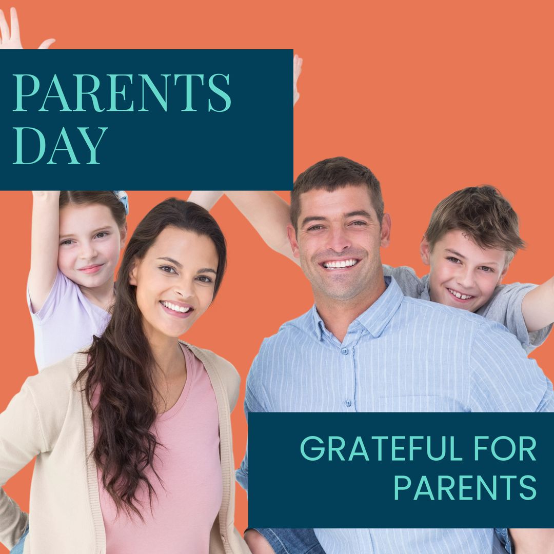 Happy Family Celebrating Parents Day with Joyful Piggyback Ride