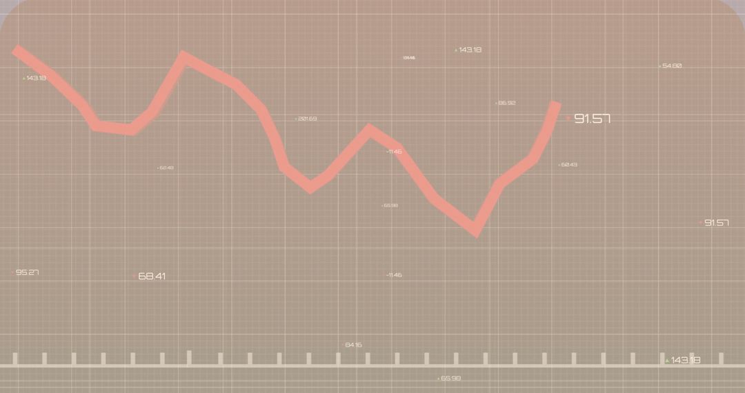 Dynamic Line Graph Displaying Data Trends on Beige Grid Background