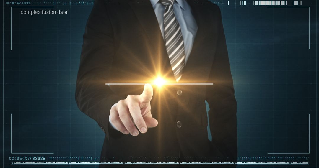 Businessman Interacting with Futuristic 5G Display