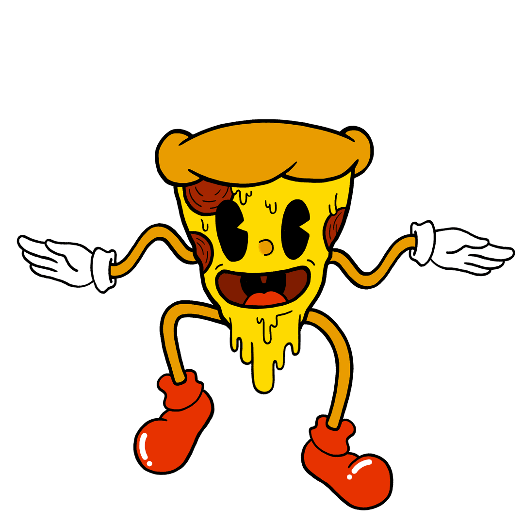 Playful Pepperoni Pizza Slice on Transparent Background