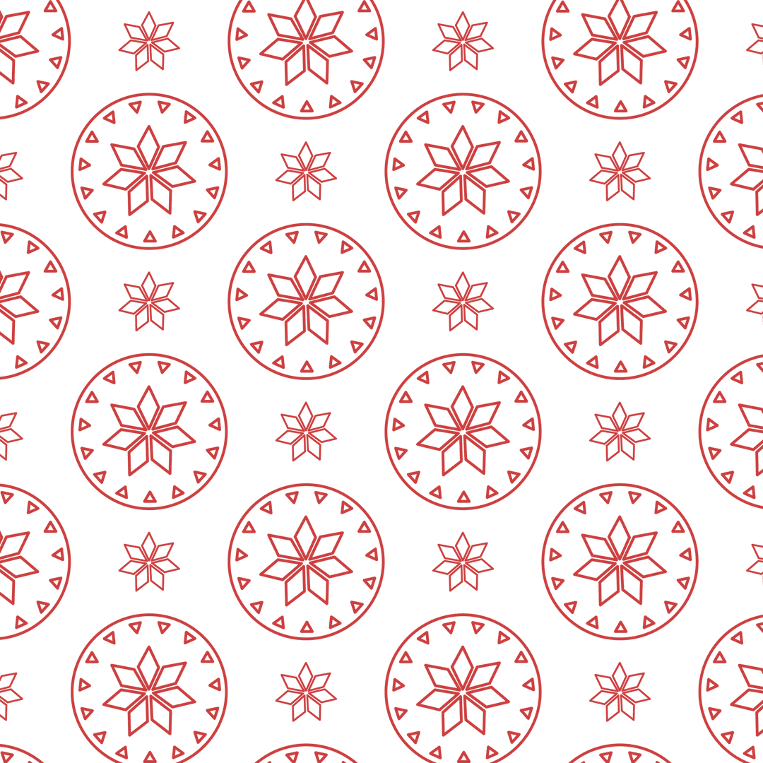 Seamless Red Floral Pattern on Transparent Background