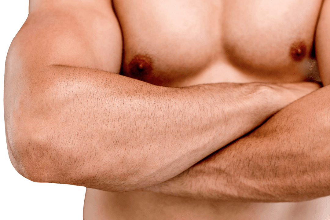 Muscular Man with Arms Crossed on Transparent Background