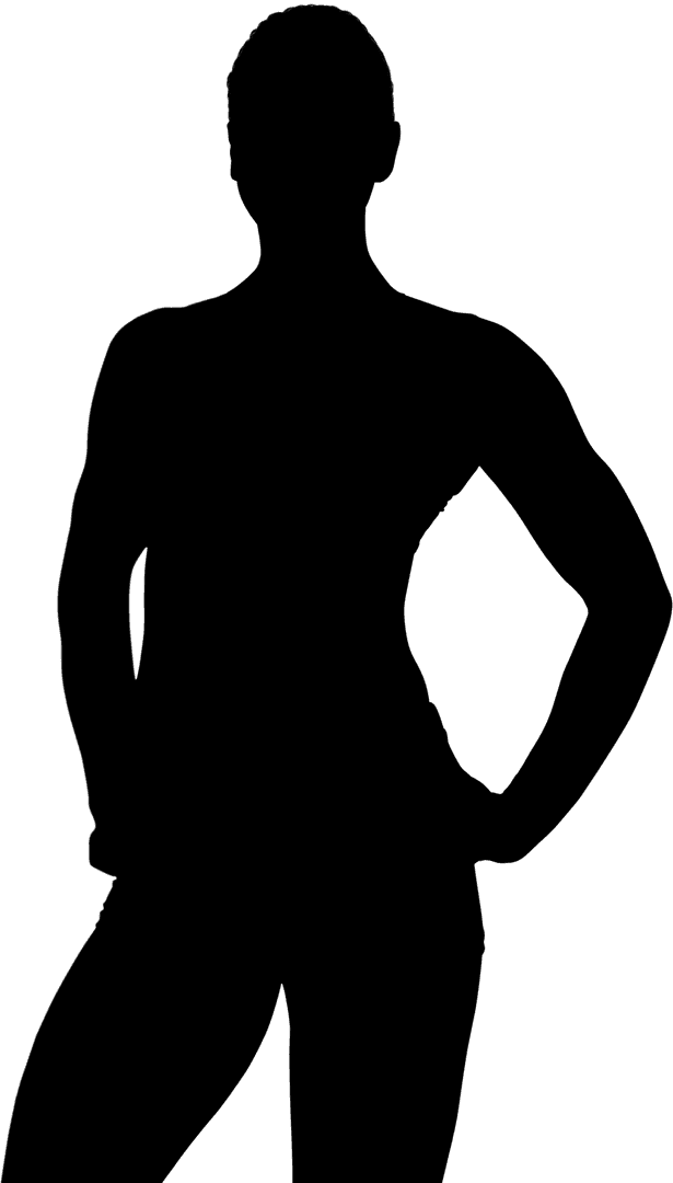 Silhouette of Athletic Woman Performing Classic Pose on Transparent Background