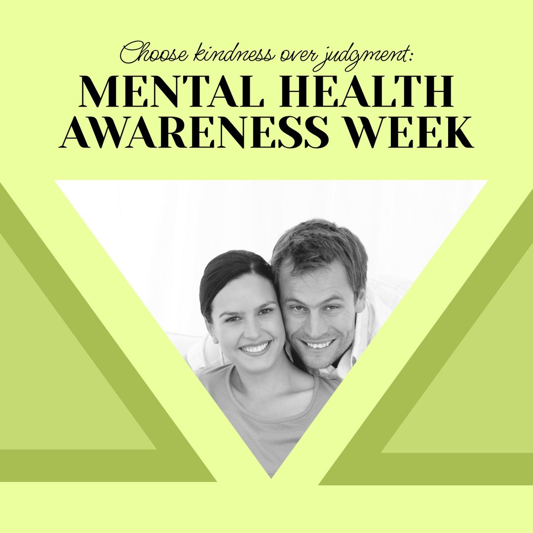 Mental Health Awareness With Smiling Couple Highlighted