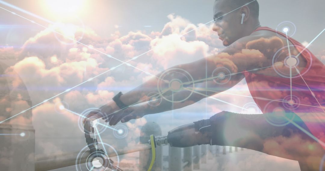 Inclusive Fitness: Athlete with Prosthetic Interacting with Technology