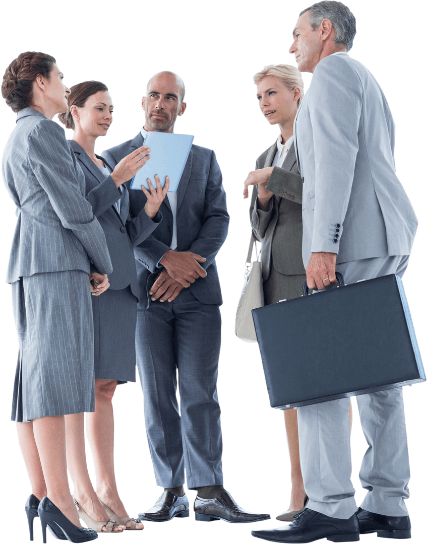 Transparent Business Team in Discussion Holding Documents