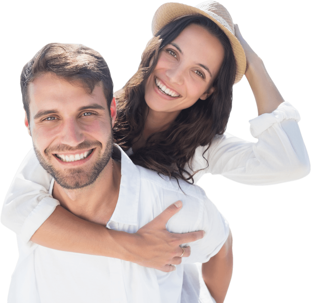 Joyful Couple Embracing Transparency, Celebrating Togetherness