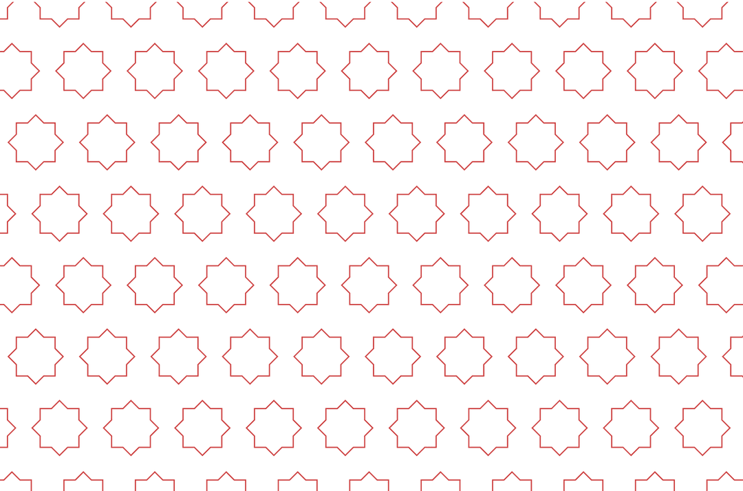 Red Geometric Repeating Star Pattern on Transparent Background