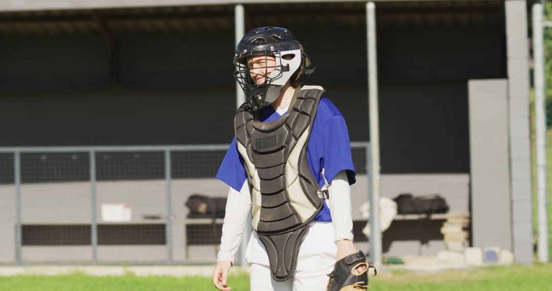 Youth Baseball Catcher in Protective Gear During Game - Free Images, Stock Photos and Pictures on Pikwizard.com