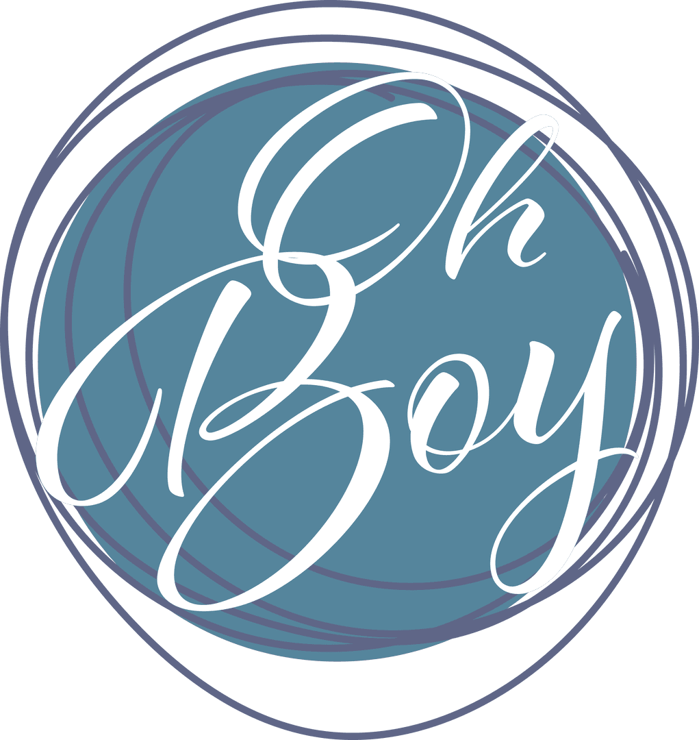 Blue Circle Oh Boy Text Digital Illustration with Transparent Background