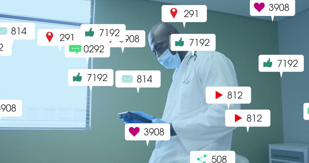 Doctor Engaging with Digital Notifications in Clinic
