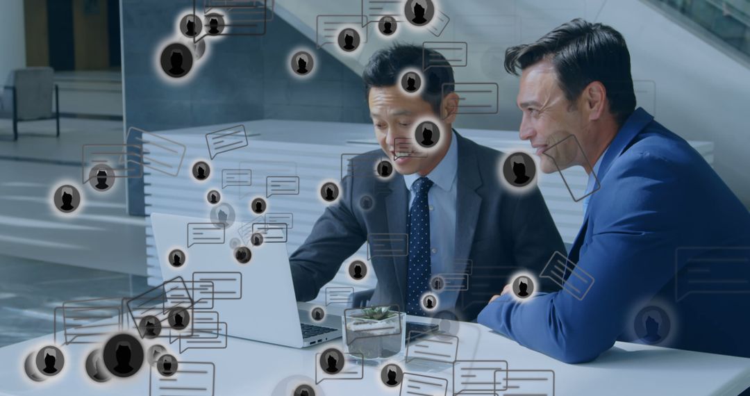 Diverse Businessmen Engaging in Digital Networking at Office