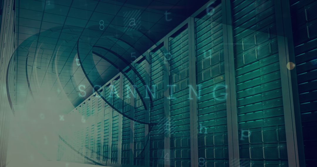 Cybersecurity Concept with Digital Firewall in Server Room