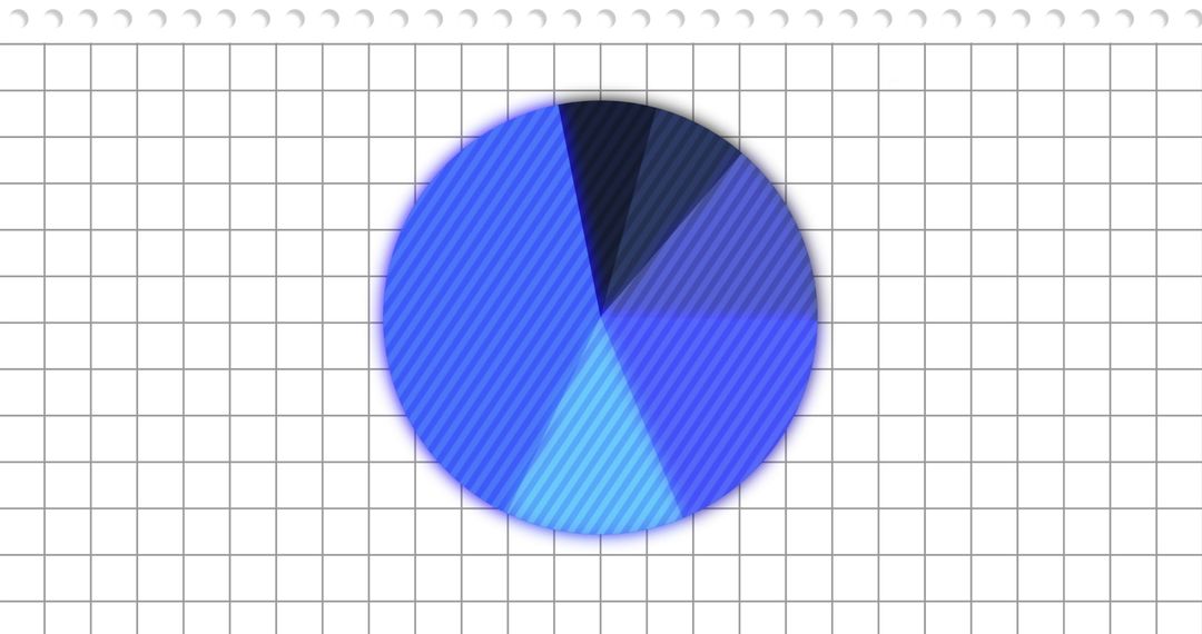 Rotating Blue Pie Chart on Graph Paper Background