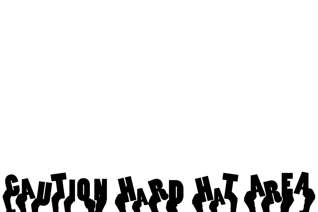 Transparent Silhouette of Hands with Caution Hard Hat Area Text