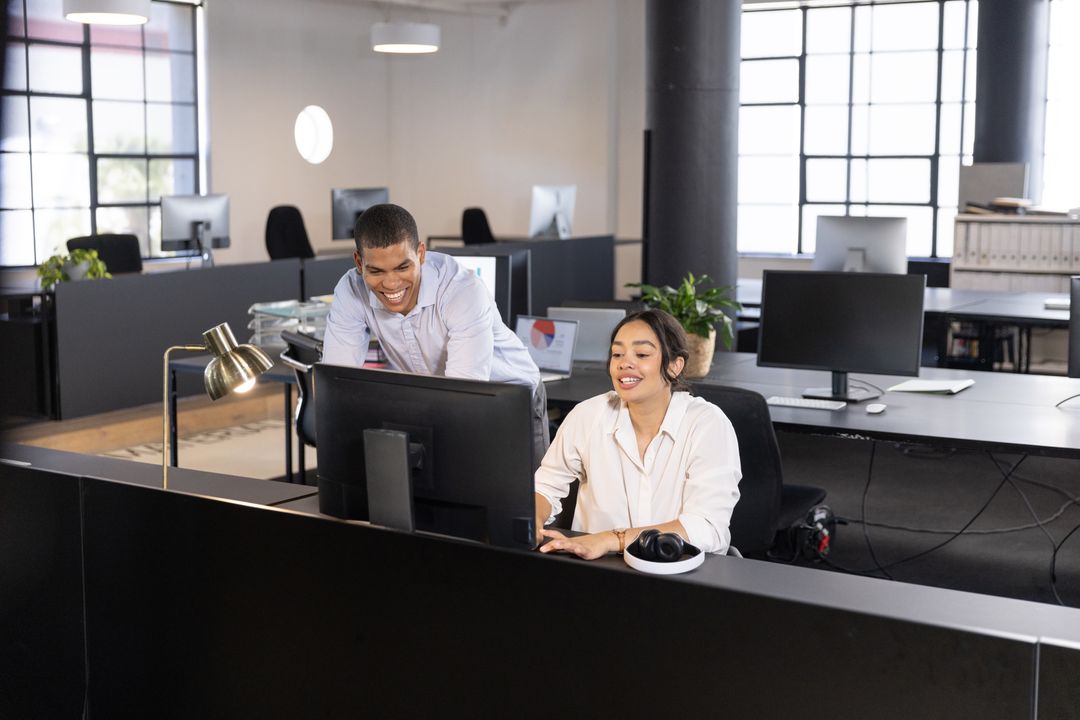 Modern Office Team Working on Computer Project Together