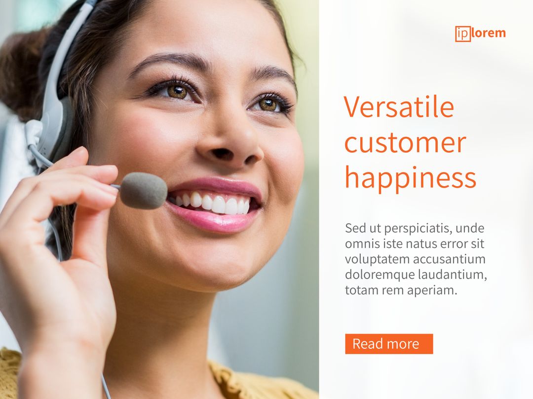 Smiling Woman in Headset Supporting Customer Happiness - Download Free Stock Templates Pikwizard.com