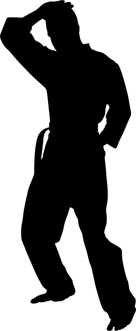 Silhouette of a Transparent Sportsman in Victory Pose