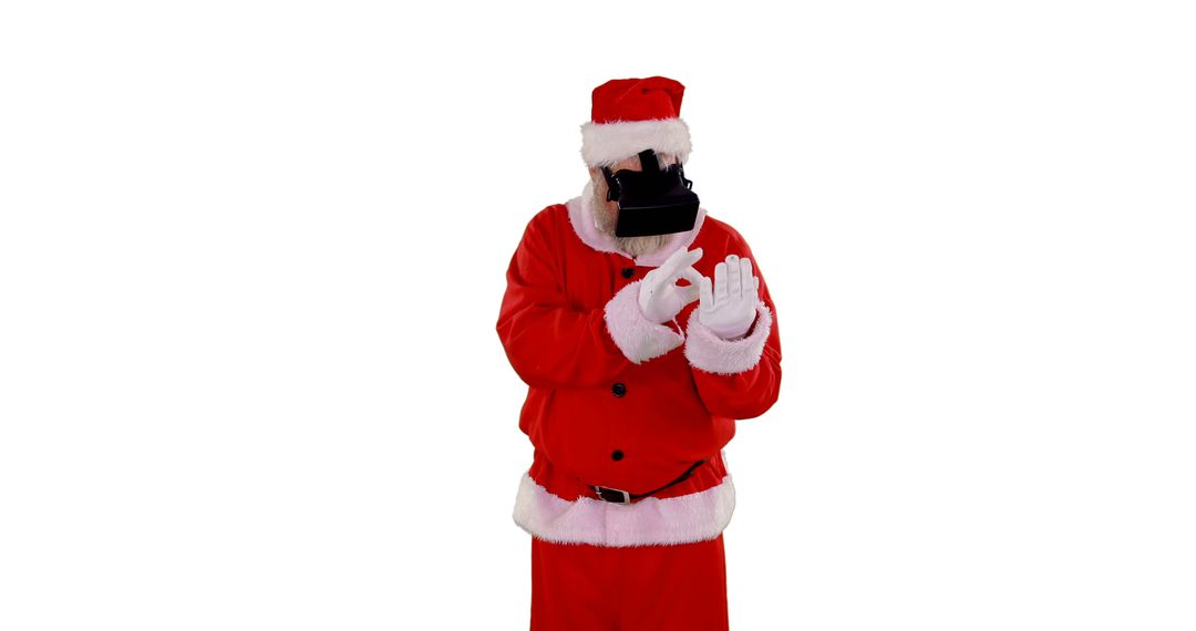 Santa Claus wearing VR headset isolated on white background - Free Images, Stock Photos and Pictures on Pikwizard.com