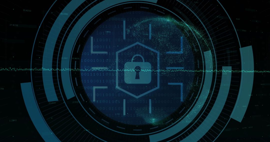 Digital Security Icon with Futuristic Data Connections