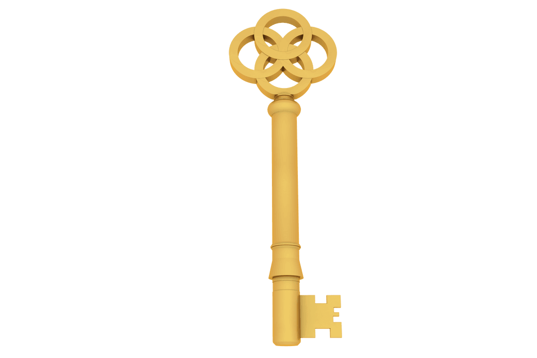 Shiny Golden Key on Transparent Background Illustration