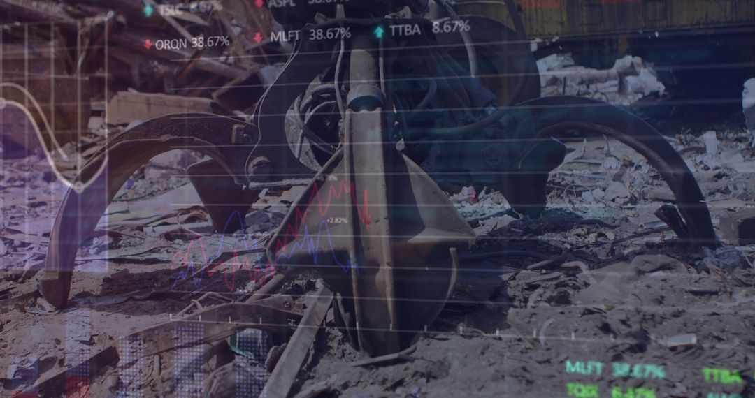 Stock Market Data Overlaid on Junkyard Operation
