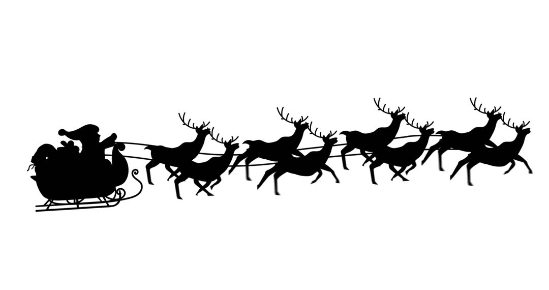 Santa Claus Sleigh Pulled by Armory of Reindeer Silhouette - Free Images, Stock Photos and Pictures on Pikwizard.com