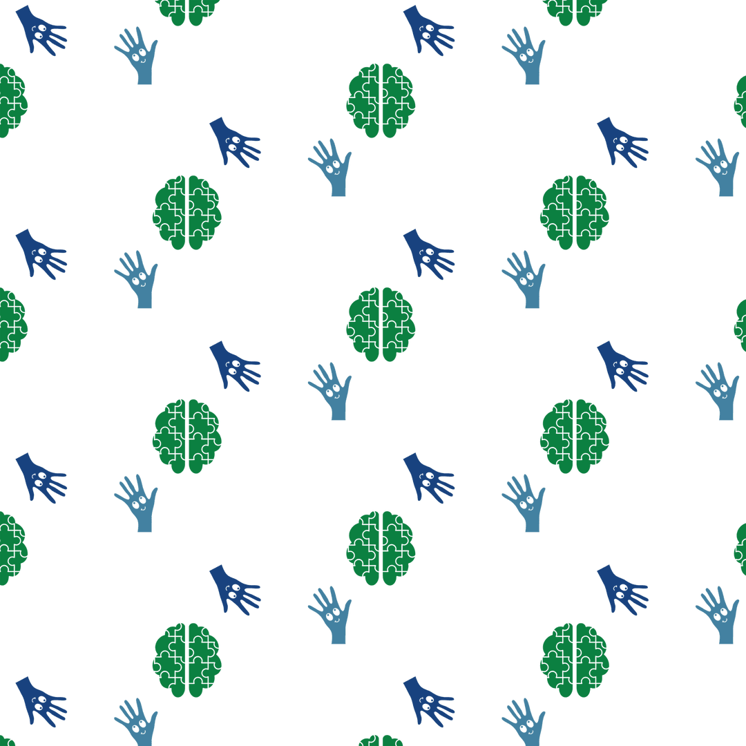 Colorful Brain and Hand Pattern on Transparent Background