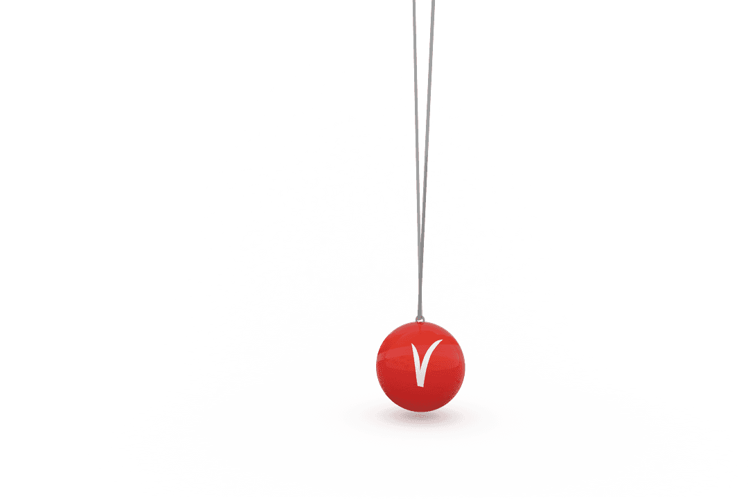 Red Ball with White Letter V on Transparent Background