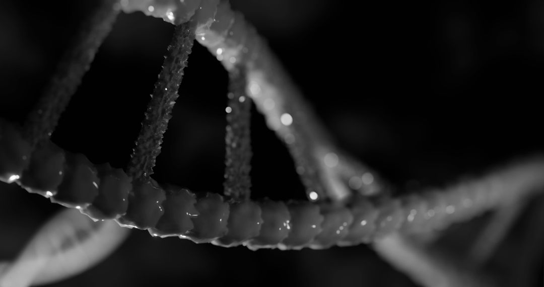 Spinning 3D DNA Strand in Monochrome