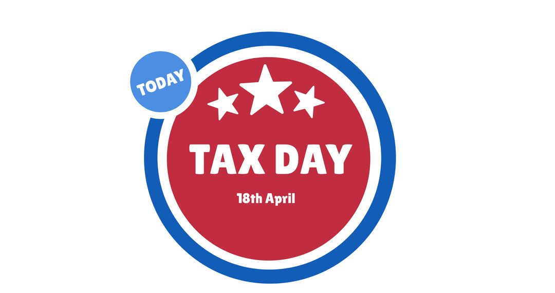 Tax Day Notification Badge with Stars and Date Highlight