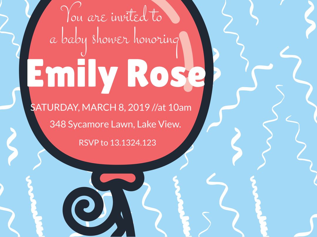 Baby Shower Invitation with Balloon Theme