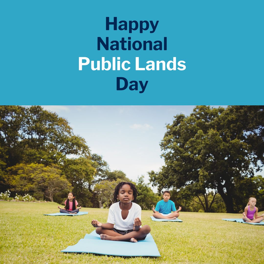 Diverse Children Practicing Yoga on National Public Lands Day